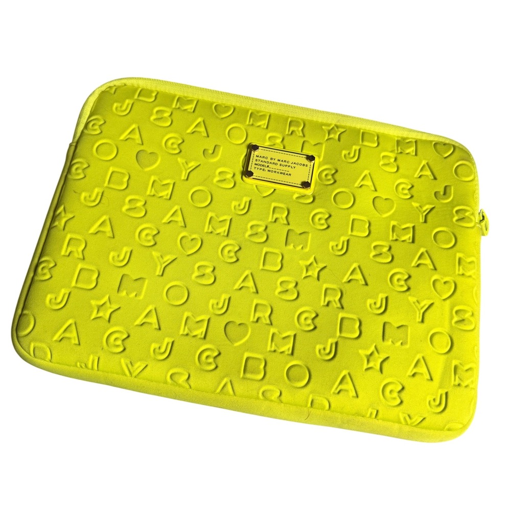 Marc By Marc Jacobs Laptop Sleeve Standard Supply Neon Yellow Vibrant Designer